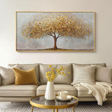 Large Gold Tree of Life Wall Art | 30x60 Framed Canvas Print featuring a vibrant gold tree.