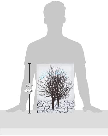 modern abstract canvas wall art featuring a tree on cracked earth, measuring 17 inches by 42 centimeters.