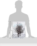 modern abstract canvas wall art featuring a tree on cracked earth, measuring 17 inches by 42 centimeters.