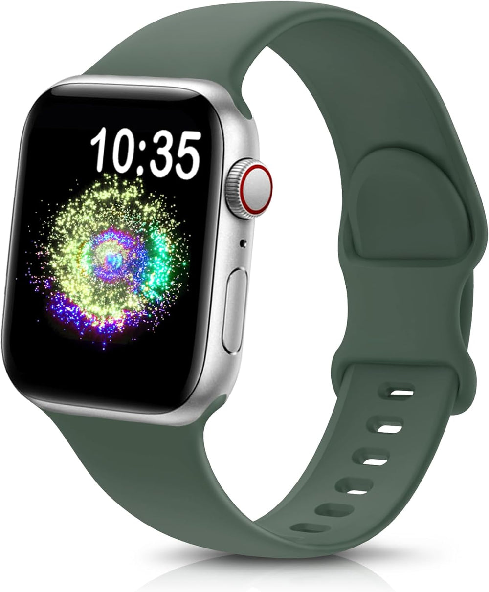 durable sport band for Apple Watch in green soft silicone, comfortable and stylish for everyday use.