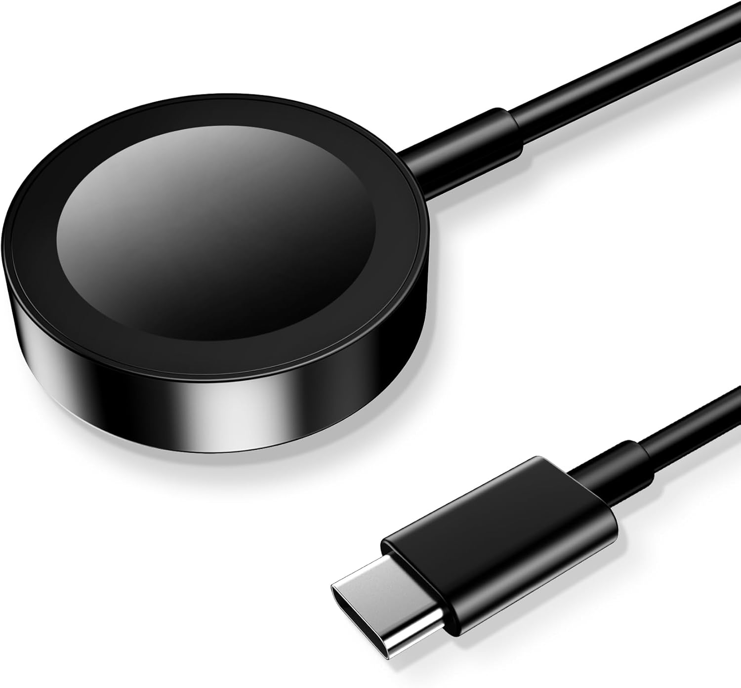 USB-C magnetic fast charger for Apple Watch with a circular charging pad and USB-C connector.