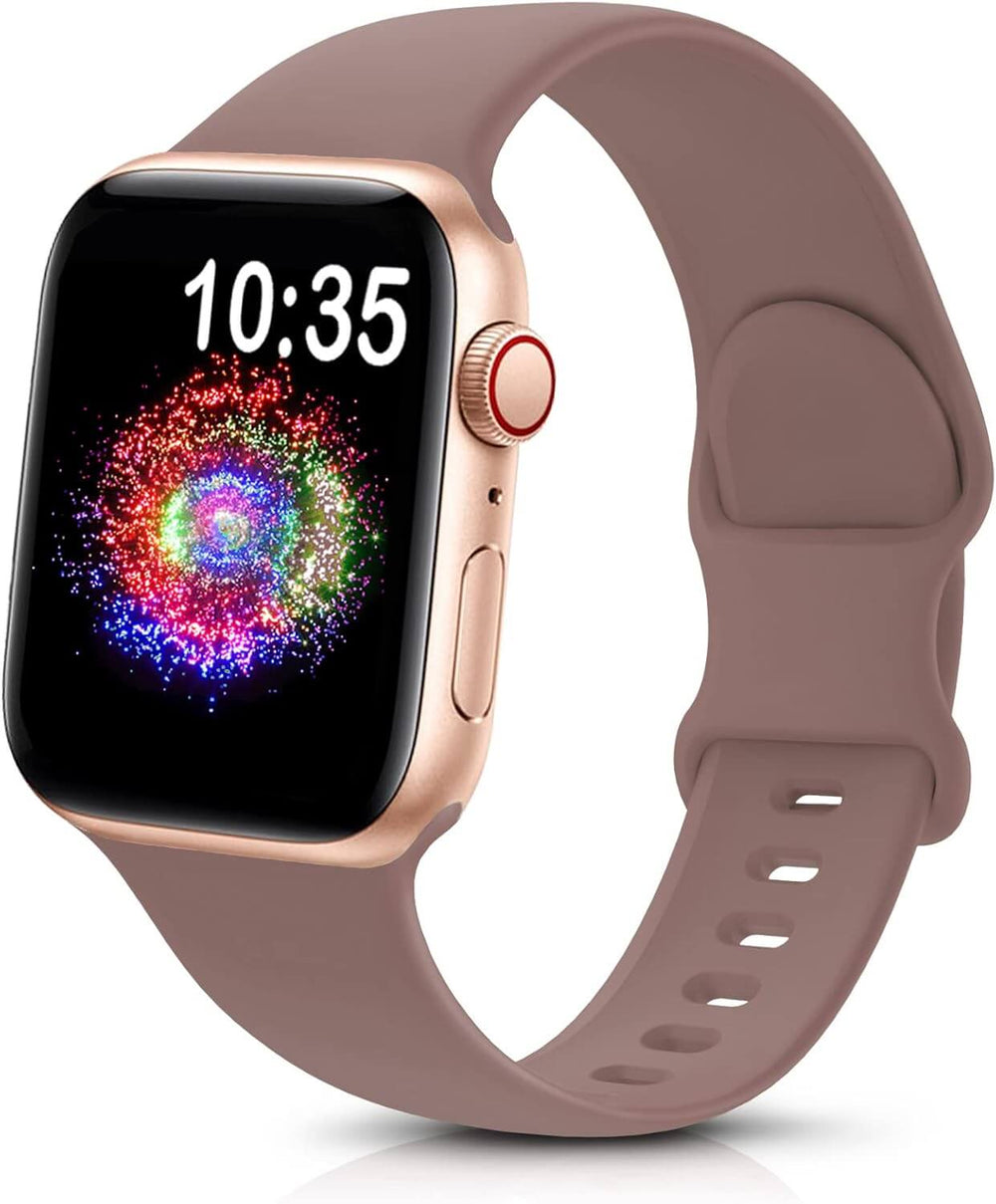 durable sport band for Apple Watch in soft silicone, featuring a stylish design and vibrant colors on display.