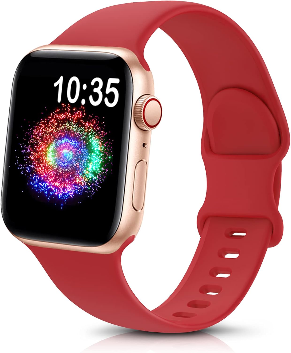 durable sport band for Apple Watch in vibrant red silicone, enhancing style and comfort.