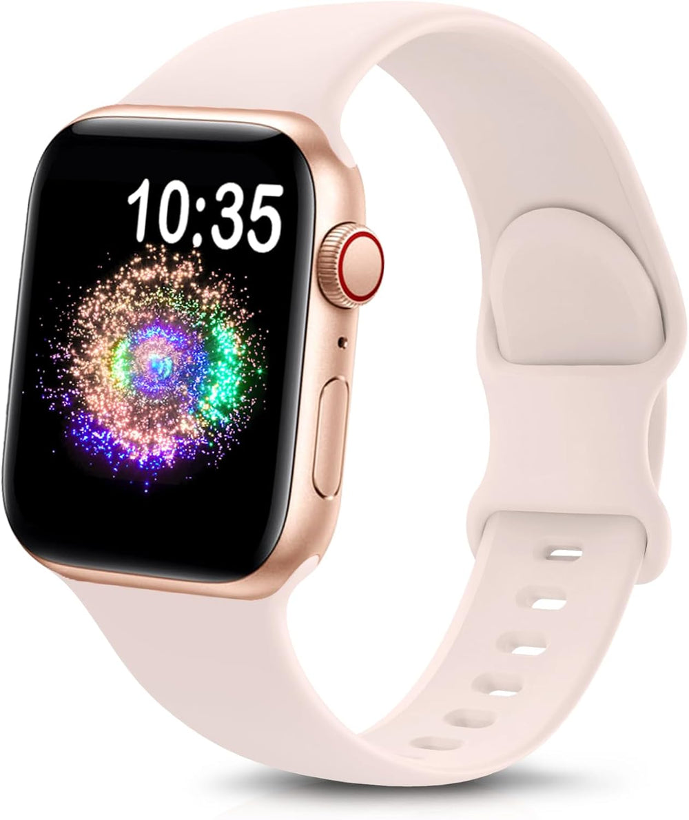 durable sport band for Apple Watch in soft silicone design with a colorful watch face display