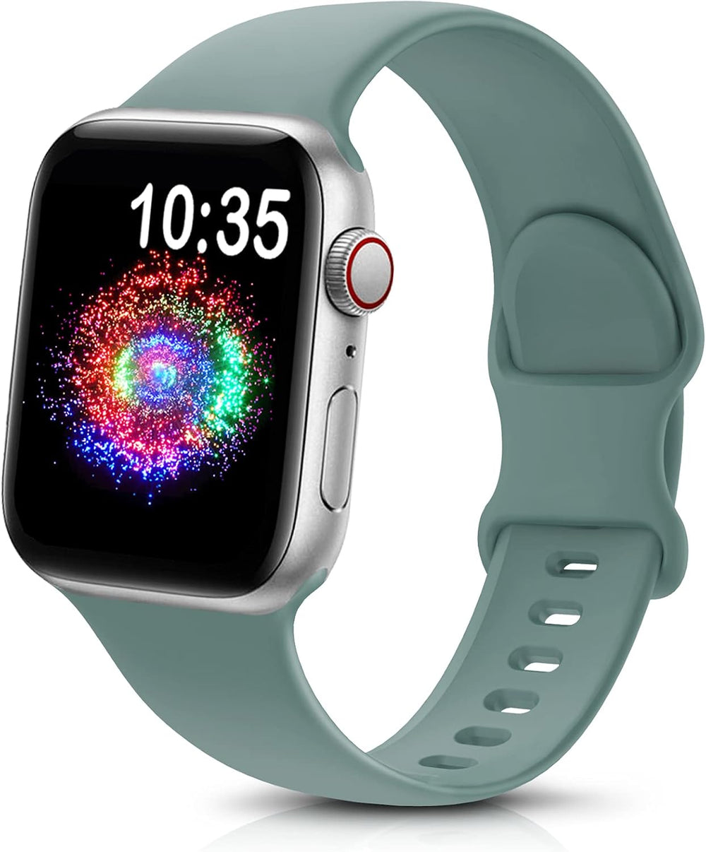 durable sport band for Apple Watch in soft silicone, featuring a stylish light blue color and a modern design.