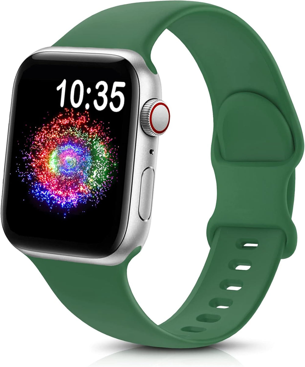 Durable sport band for Apple Watch in green soft silicone, designed for comfort and style.