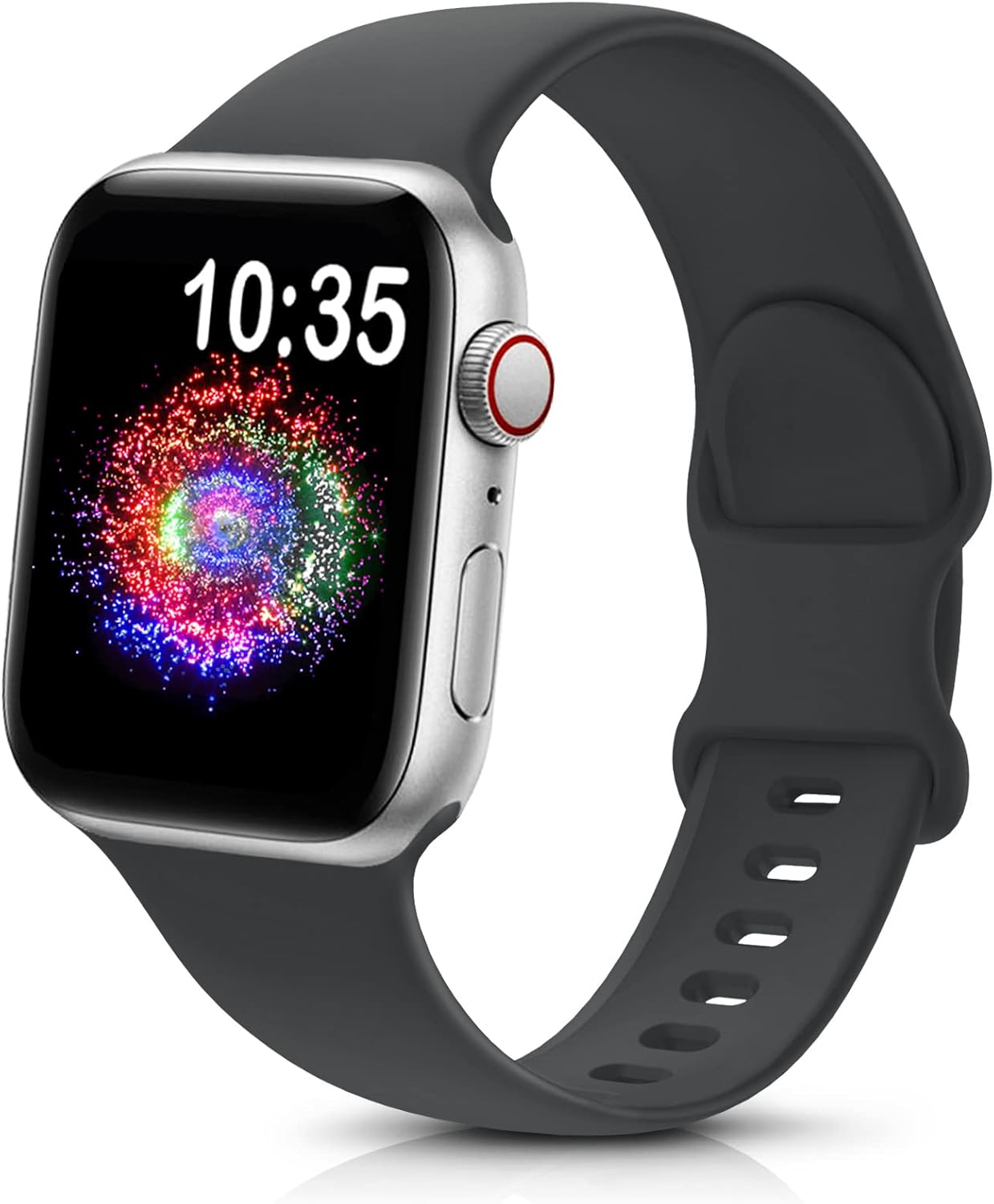 Durable sport band for Apple Watch in soft silicone, perfect for active lifestyles.