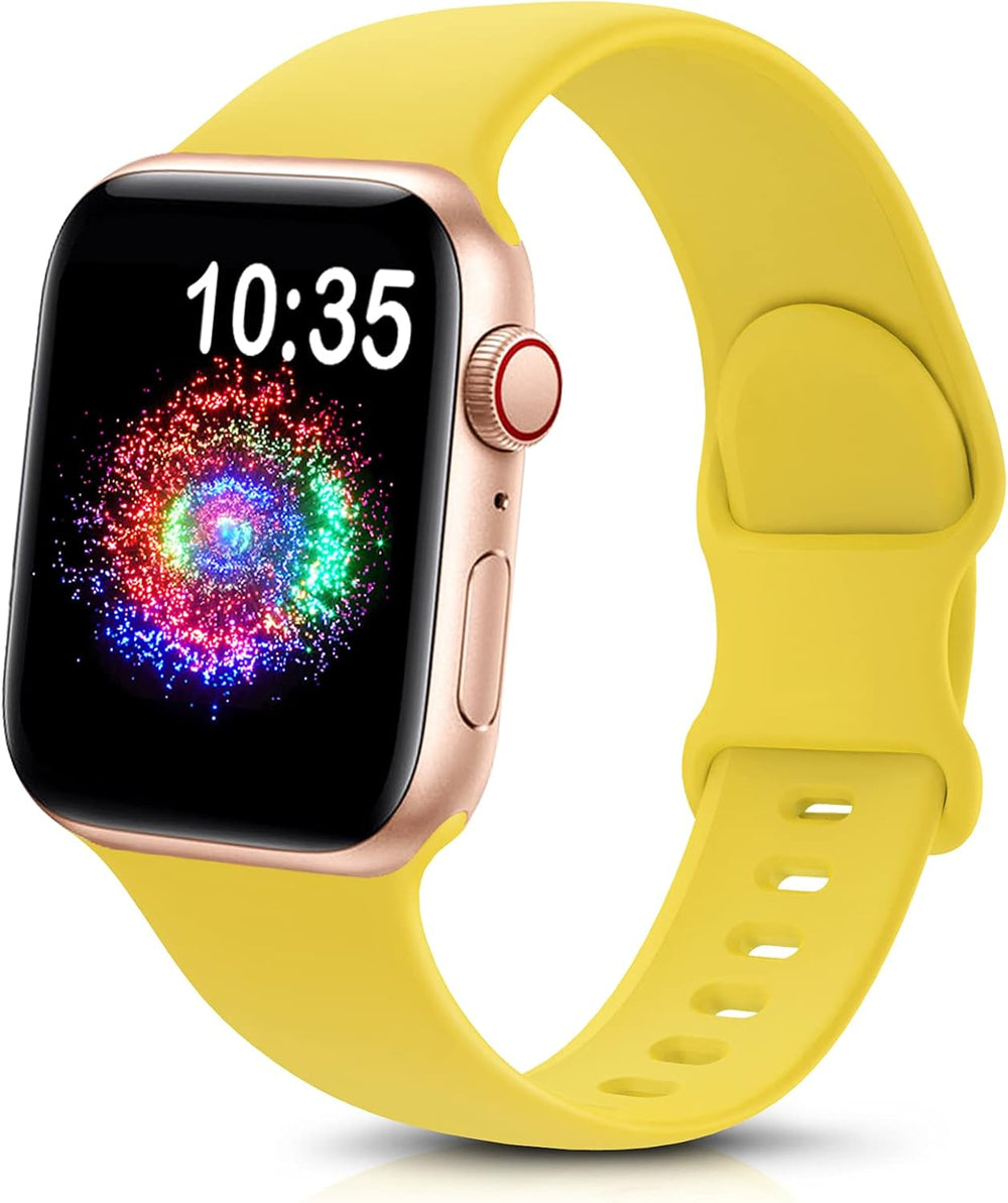 durable sport band for Apple Watch in vibrant yellow soft silicone.