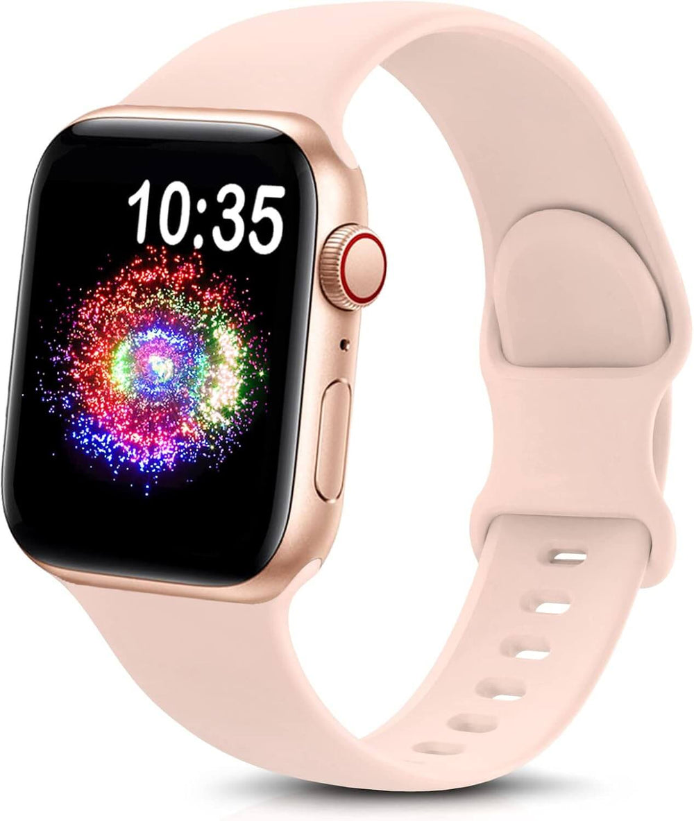 durable sport band for Apple Watch in soft silicone material with a colorful display