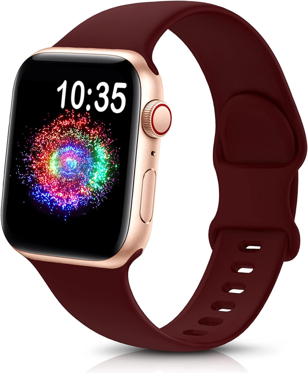 durable sport band for Apple Watch in stylish burgundy color on a smartwatch display.