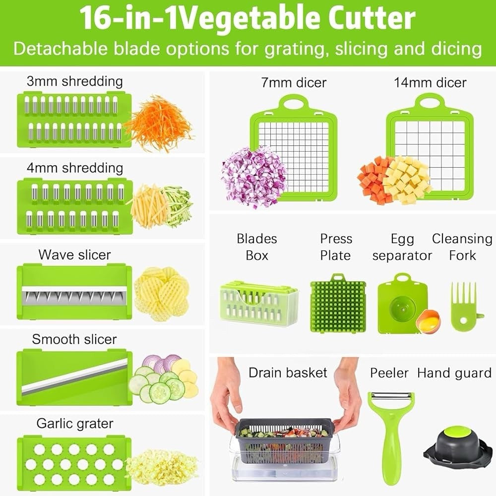 16 in 1 Vegetable Chopper, High-Performan