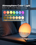 sunrise alarm clock with wake up light featuring multiple colors and step-less dimming options