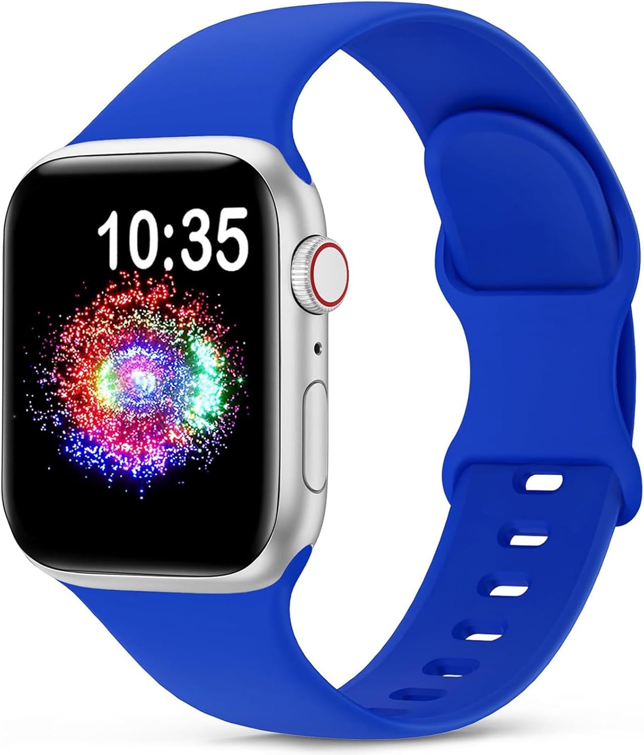 Durable sport band for Apple Watch in blue soft silicone design, perfect for active lifestyles.
