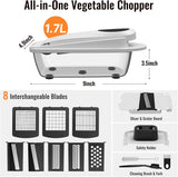 Image of 8-in-1 vegetable chopper with interchangeable blades for easy food preparation.