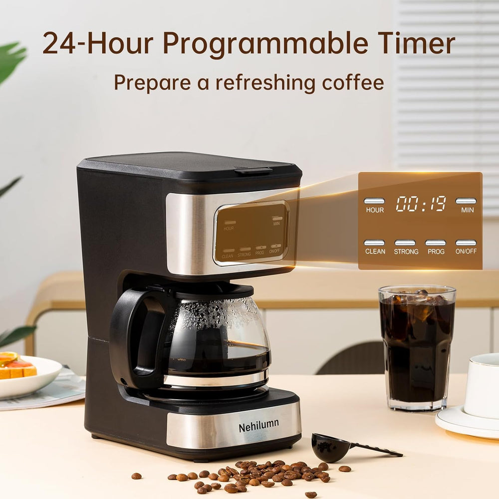 programmable coffee maker with reusable filter with a 24-hour timer for fresh coffee brewing