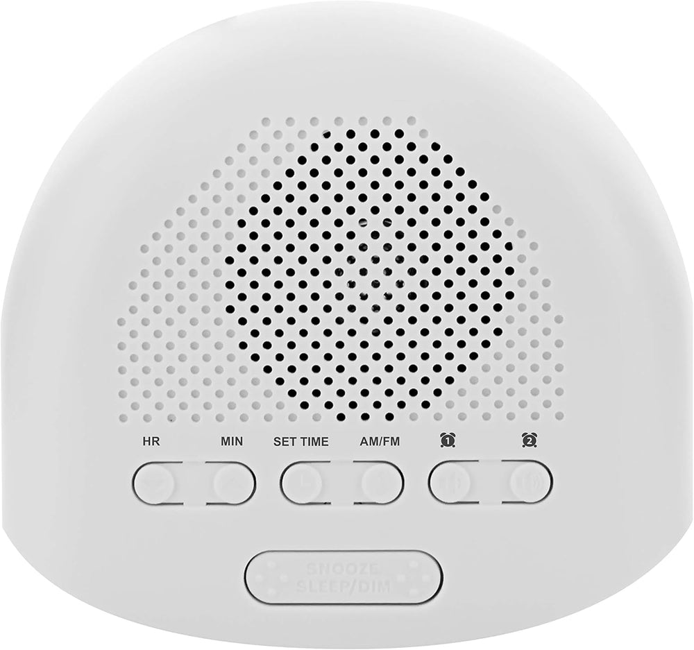 digital clock radio with dual alarms featuring dual alarms, sleep functions, and FM/AM radio controls.